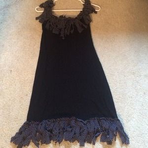 Black polkadot stretchy cocktail dress