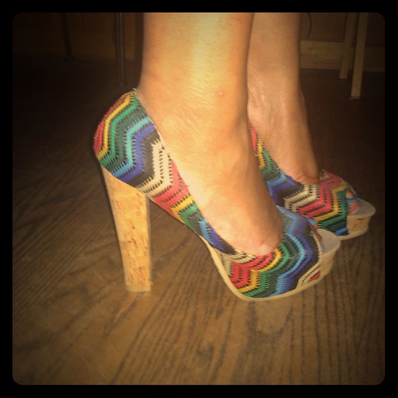 Colorful Hot Tomato Chunky Heels