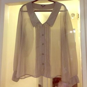 ASOS taupe button down blouse. Size 14.Transparent