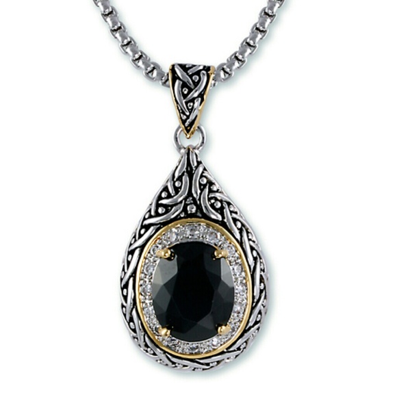 Antique 2 Tone Oval Jet CZ