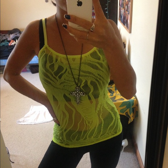 Neon yellow/green see thru party tank top!