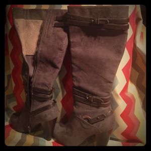 Bass Bordeaux Knee High Suede Boots