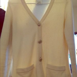 Chanel pearl & crystal buttoned cashmere cardigan
