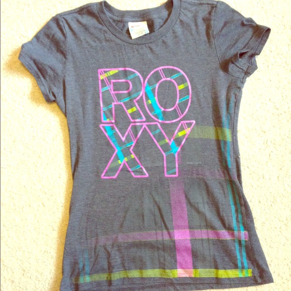 ROXY gray and neon print t shirt!