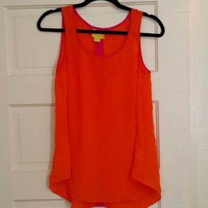 Orange and magenta silk tank