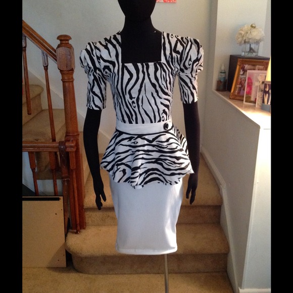 Peplum top with a pencil skirt (ALL SIZES)