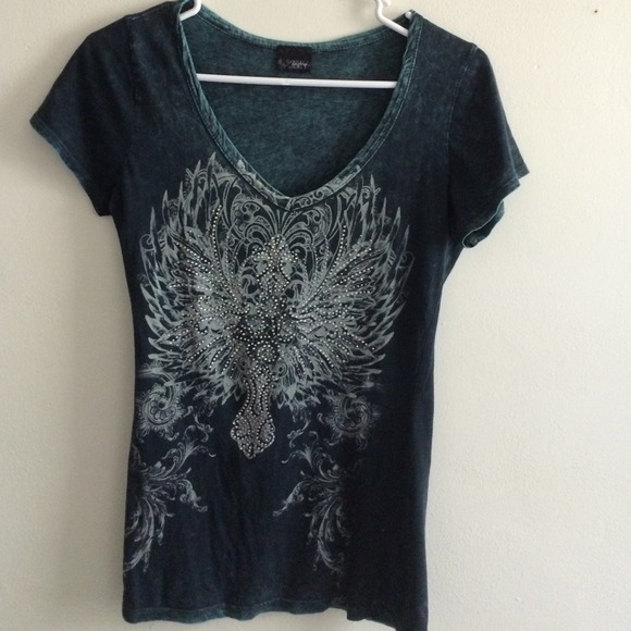 Teal blue sparkly shirt