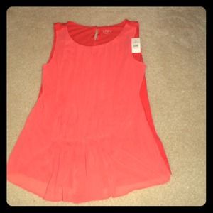 Coral pleated tank top