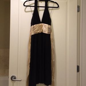 Black and cream halter cocktail dress Maggy London
