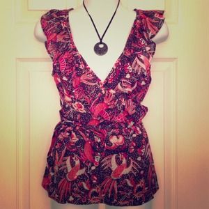 French Connection Patterned Wrap Top