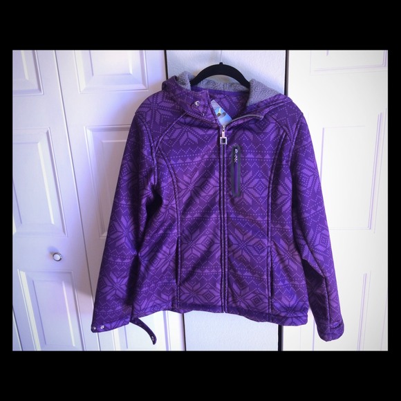 Purple patterned soft shell jacket