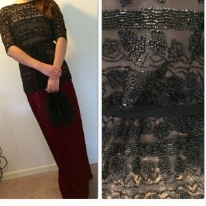 Gorgeous Beaded Mesh Blouse Vintage