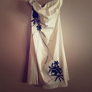 White Knee-Length Strapless Dress