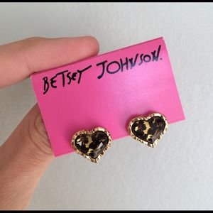 Betsey Johnson Leopard Heart Earrings