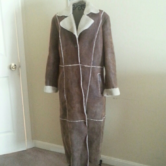 Leather and wool coat