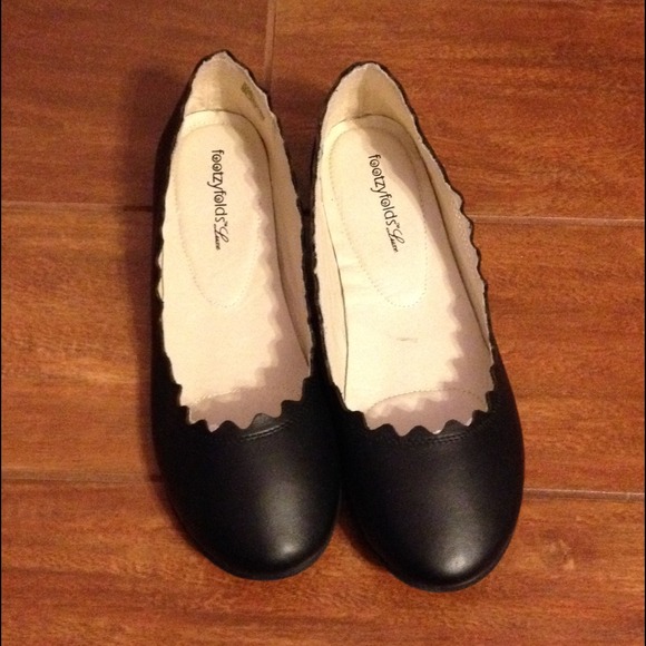 Black leather foldable flats NWOT