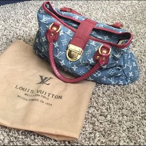 Denim Alligator Pleated Sac