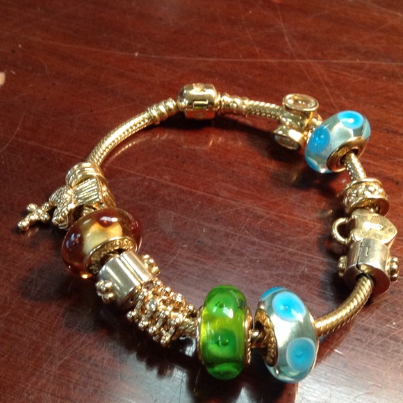 Pandora 14k bracelet with charms