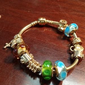Pandora 14k bracelet with charms