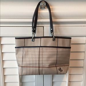 Ralph Lauren Tan/Brown/White Plaid Handbag