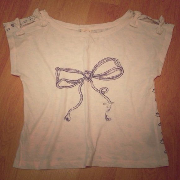 ❌Bundled❌Tommy Girl White/Blue Nautical Bow Crop - Picture 2 of 4