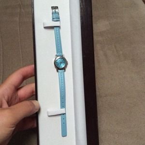 Tiffany blue leather strap coach watch
