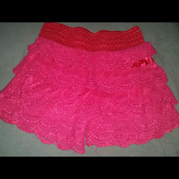 Red Crochet shorts