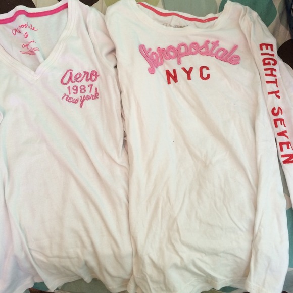 2 Aeropostale white long sleeved shirts
