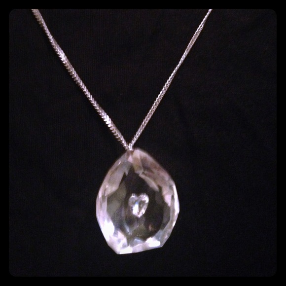 Swarovski crystal necklace with long silver chain