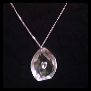 Swarovski crystal necklace with long silver chain