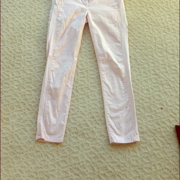 REALLY CUTE, new gap, pink striped, crop khakis