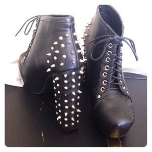 Spiked Chunky black booties