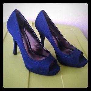 Navy blue peep toe size 7.5 heels.