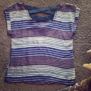 Light polyester shirt with stripes.