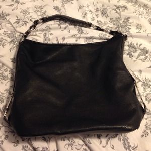 Black faux leather hobo bag- Dana Buchman