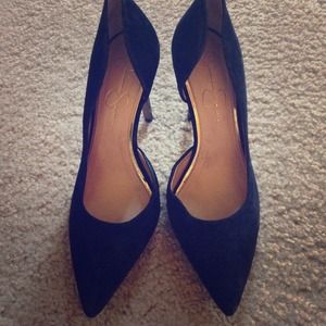 Jessica Simpson Black suede pointed toe pumps