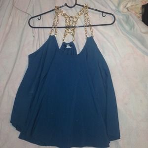 Dark blue chain straps tank