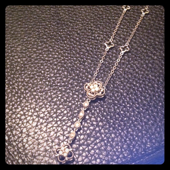 White gold and diamond drop necklace