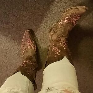 Leopard print cowgirl boots
