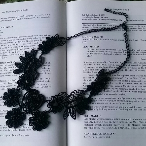 Unique black metal lace necklace