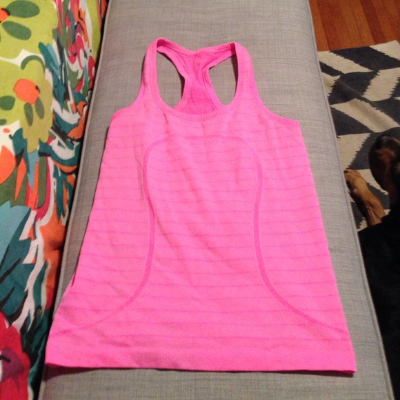 Lululemon hot pink stripes Swiftly tank