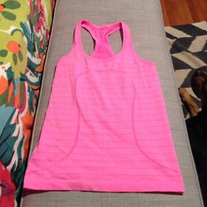 Lululemon hot pink stripes Swiftly tank