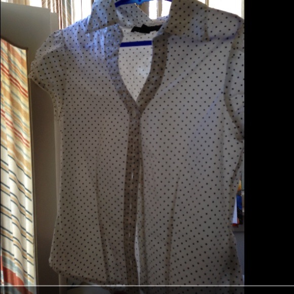 White polka dot button down