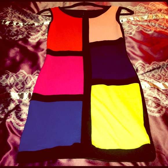 Color-block cotton dress