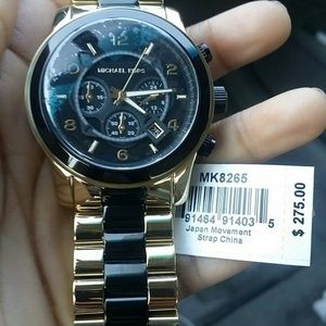Michael Kors chronograph Runway Black and Gold Ton