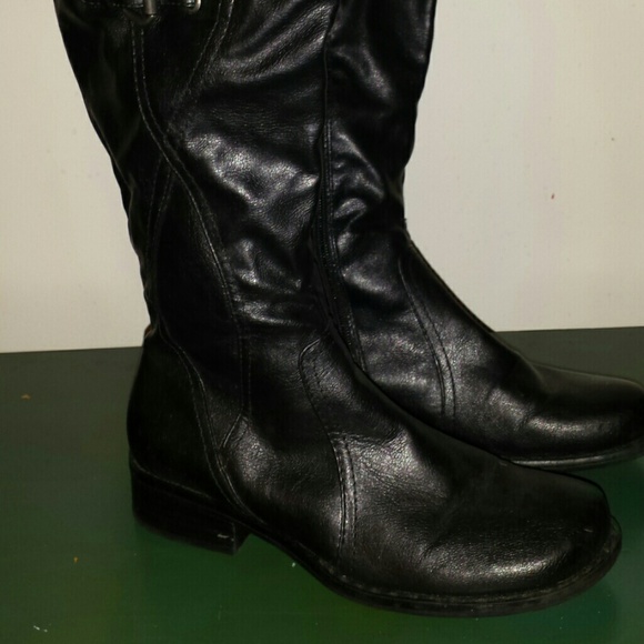 Knee High black riding boots faux leather