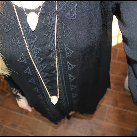 Black embroidered fringe dress - Picture 2 of 4