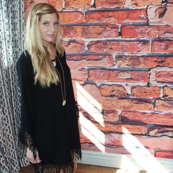 Black embroidered fringe dress - Picture 3 of 4