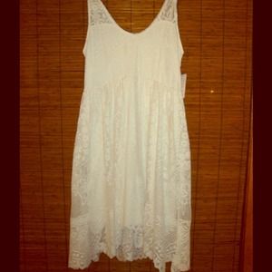 FREE PEOPLE White/ Ivory Lace - Salinas Foil Dress