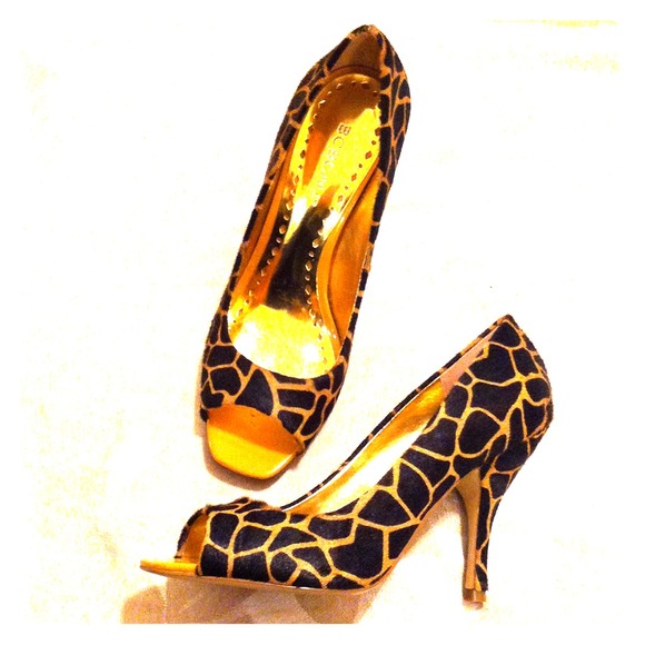 BCBGirls Animal print open toe pumps